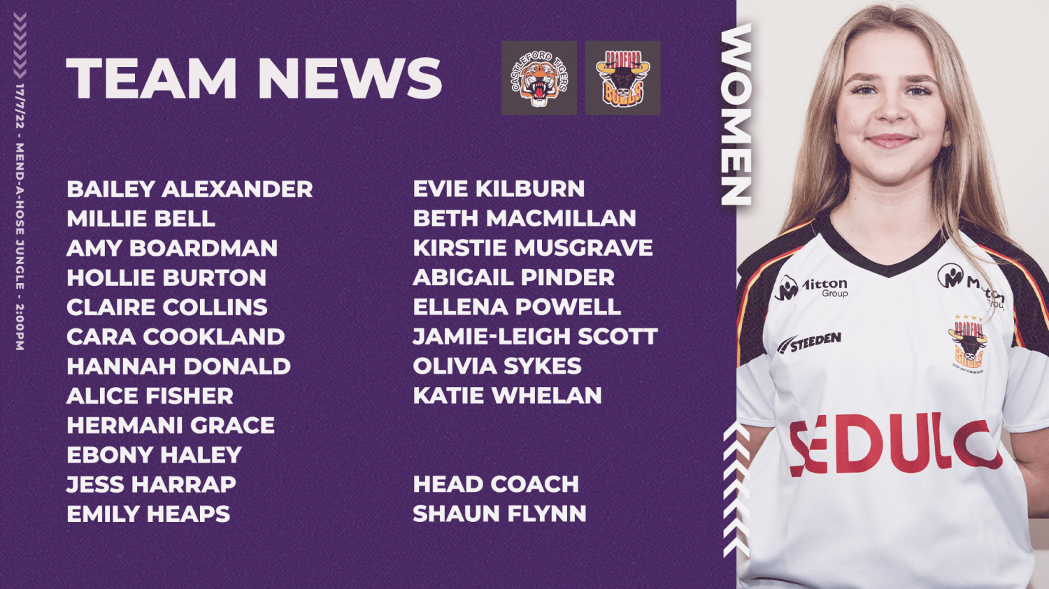 FLYNN NAMES WOMEN S SQUAD FOR TIGERS CLASH