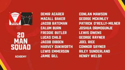 ACADEMY SQUAD NAMED FOR ST HELENS CLASH