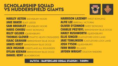 SCHOLARS SQUAD NAMED FOR GIANTS CLASH