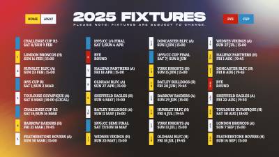 2025 FIXTURES ANNOUNCED