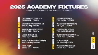 2025 ACADEMY FIXTURES UNVEILED