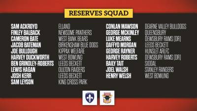 RESERVES SQUAD NAMED FOR TRINITY CLASH