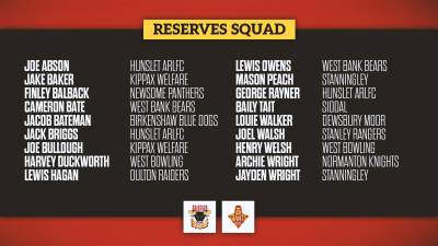 RESERVES SQUAD NAMED FOR GIANTS CLASH