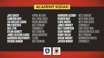 ACADEMY SQUAD NAMED FOR WAKEFIELD TRINITY CLASH
