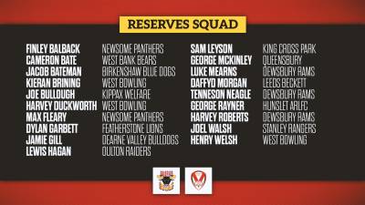 RESERVES SQUAD NAMED FOR ST HELENS CLASH