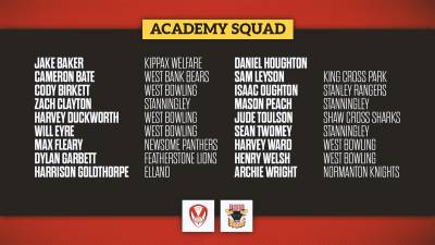 ACADEMY SQUAD FOR ST HELENS CLASH